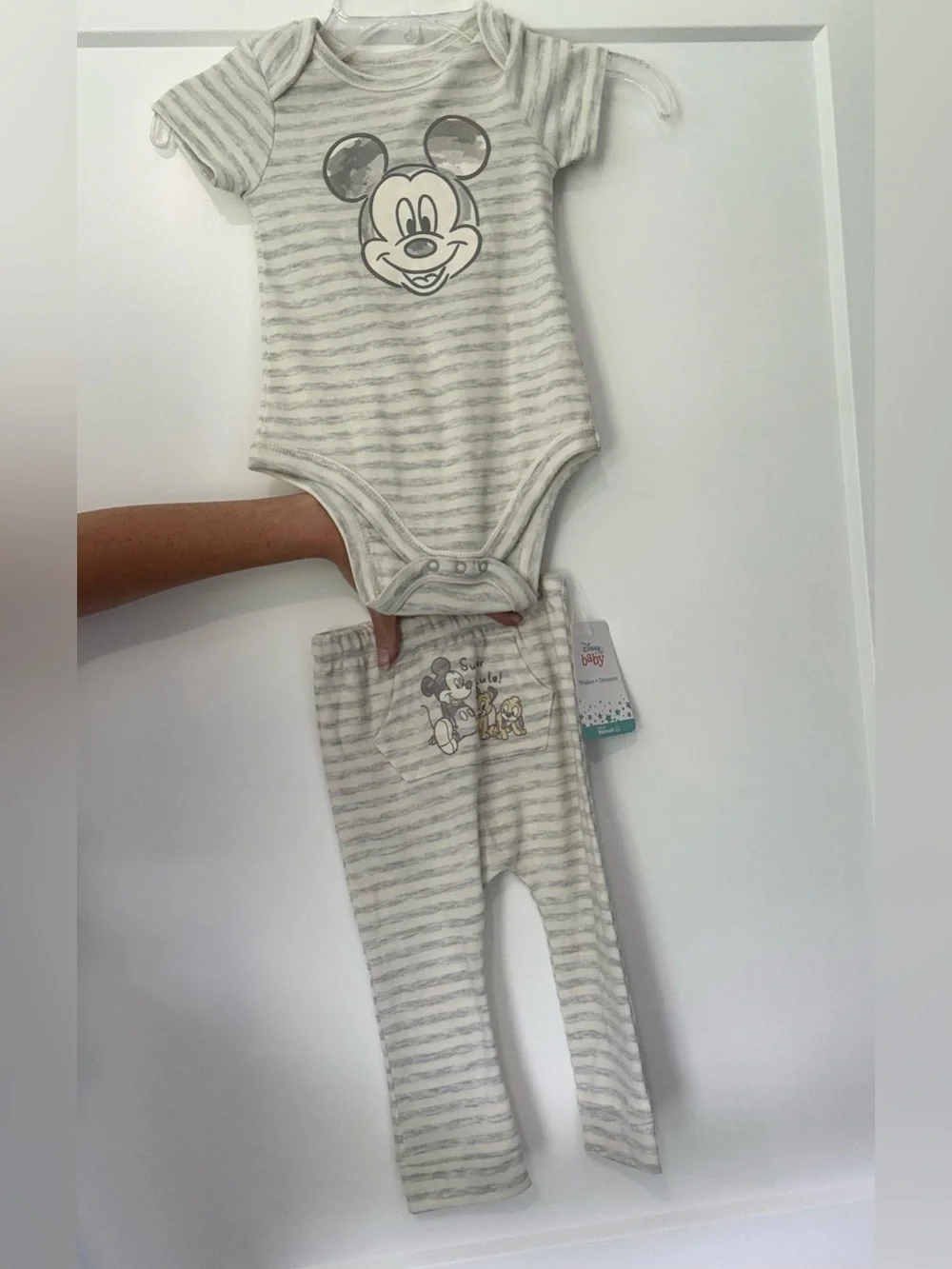 Disney Baby Mickey Mouse Striped Bodysuit and Pant Set Size 12m NWT